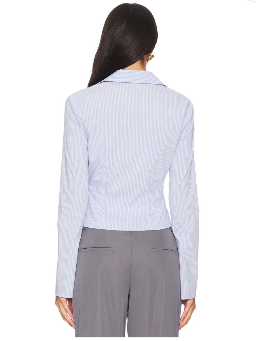 REVOLVE Fiona Pinstripe Button-Front Top - Light Blue & White